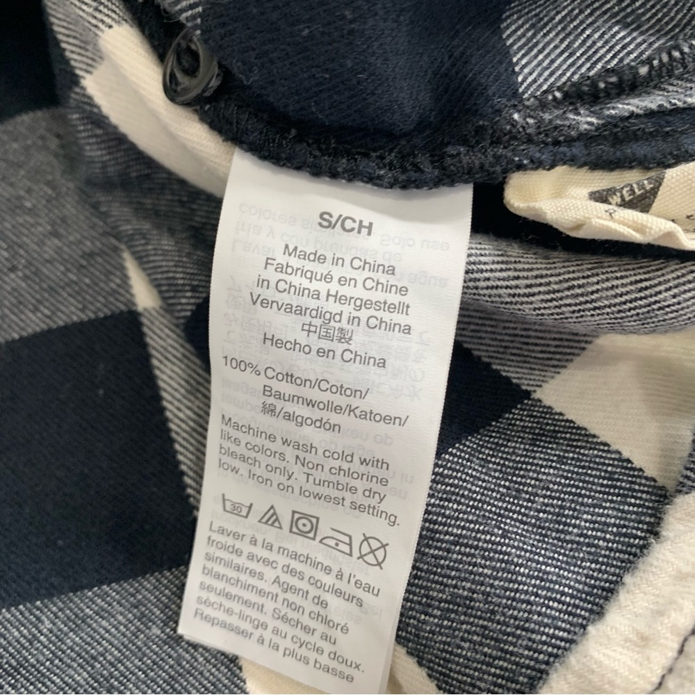 Madewell Oversized Boyfriend Flannel Top Black White Buffalo Plaid Size Small - Picture 9 of 11